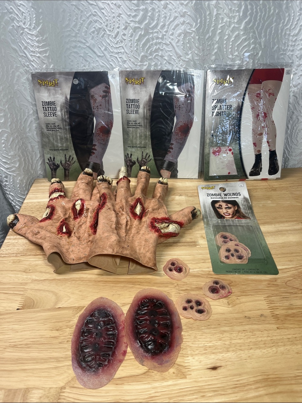 Spirit Halloween Zombie Costume Accessories Bundle Lot